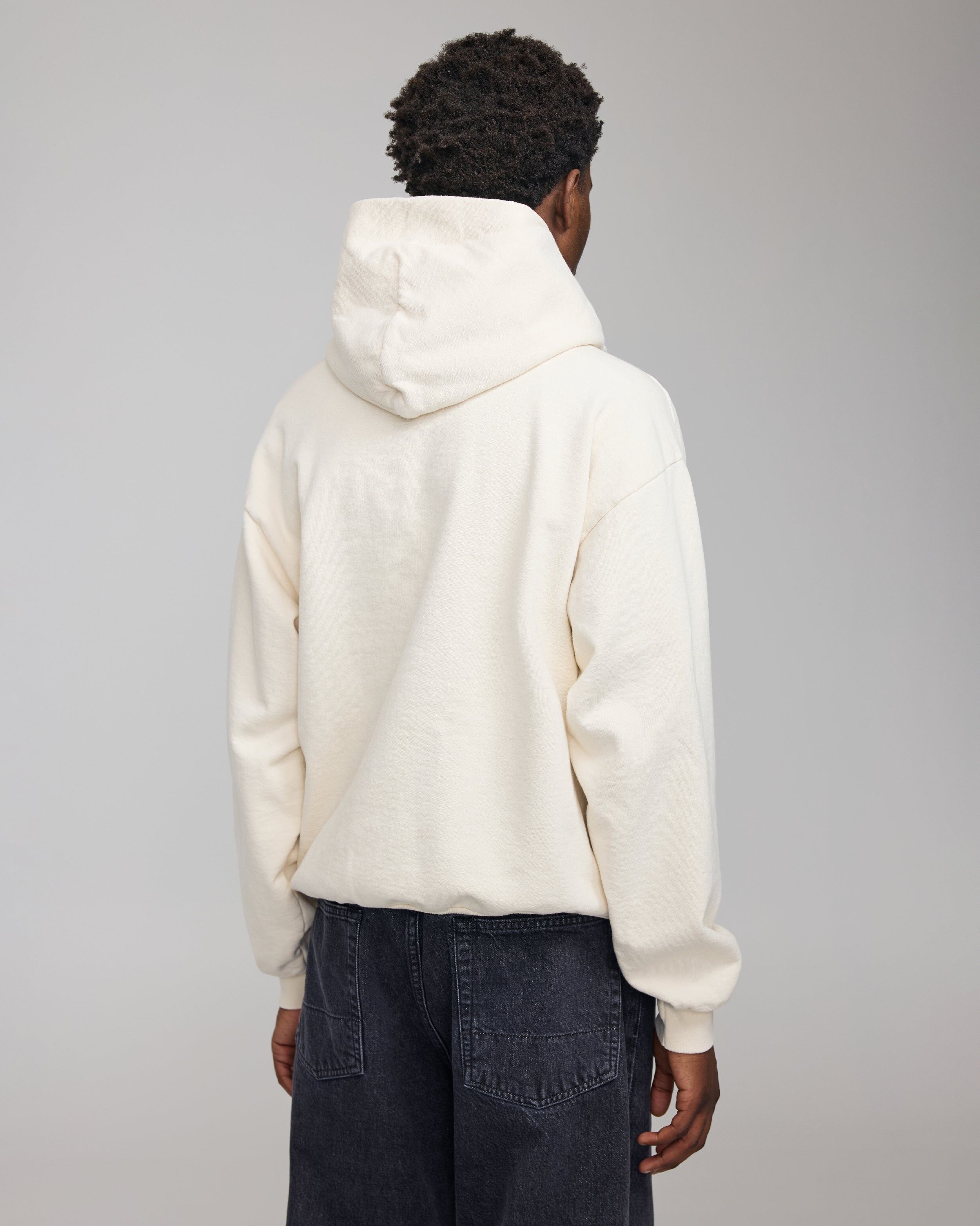 COTTON SNAP HOODIE IVORY