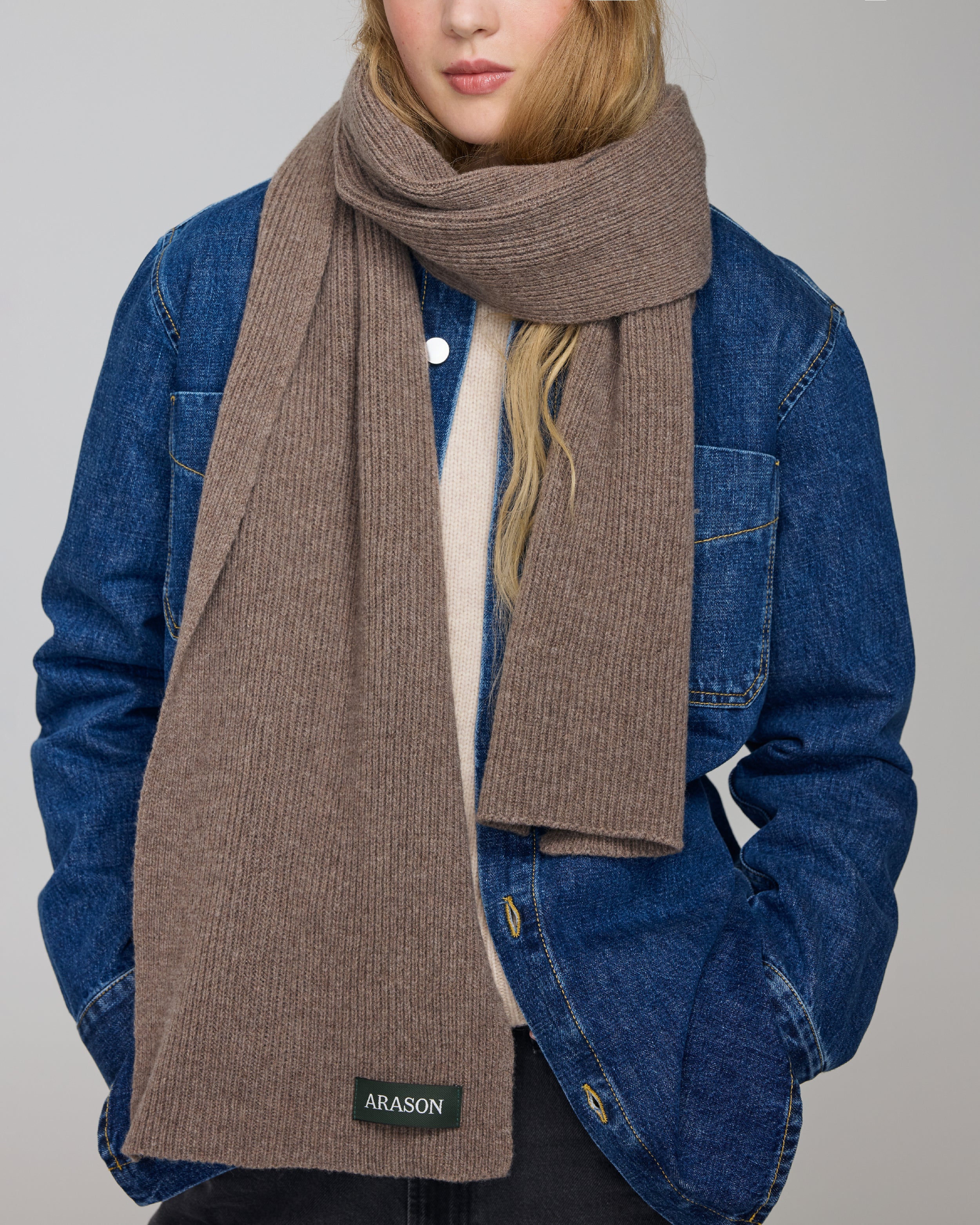 MERINO CASHMERE RIB SCARF