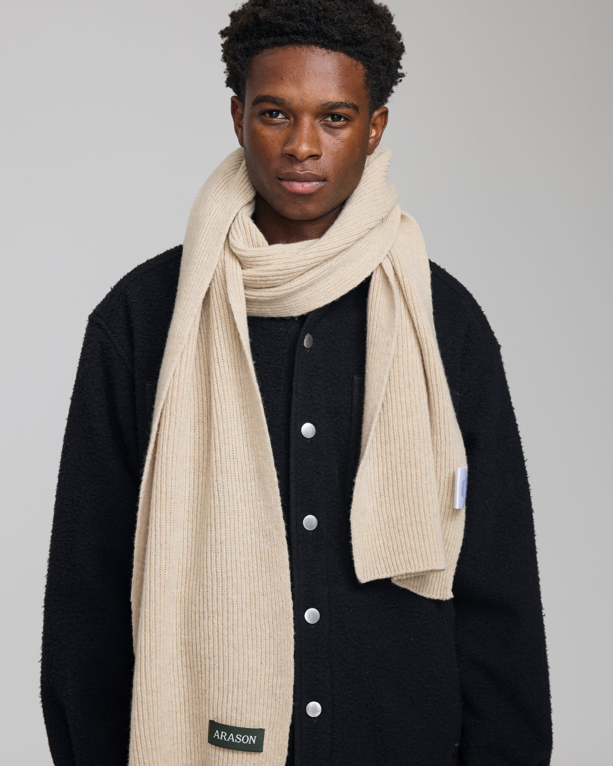 MERINO CASHMERE RIB SCARF