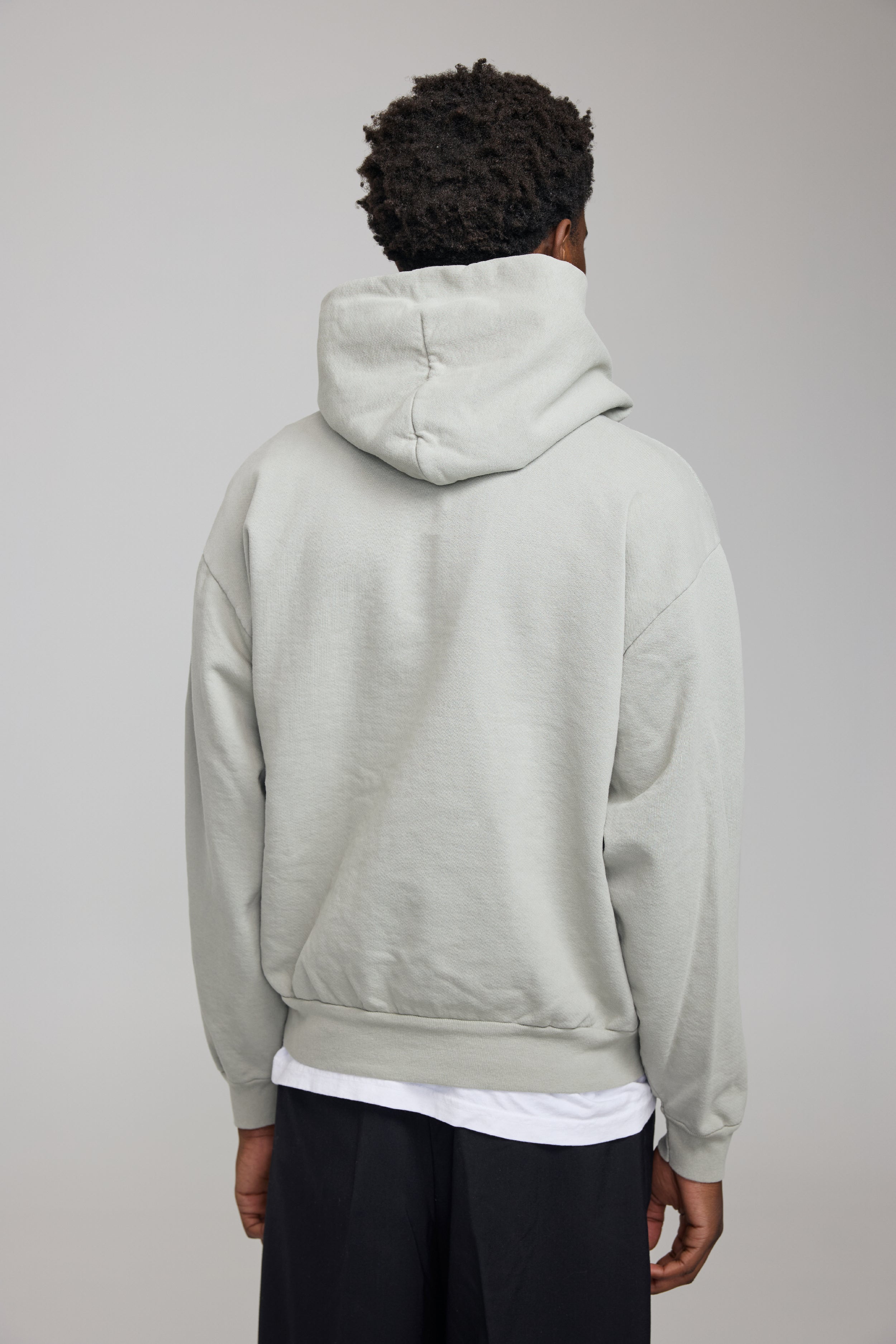 COTTON SNAP HOODIE SAGE