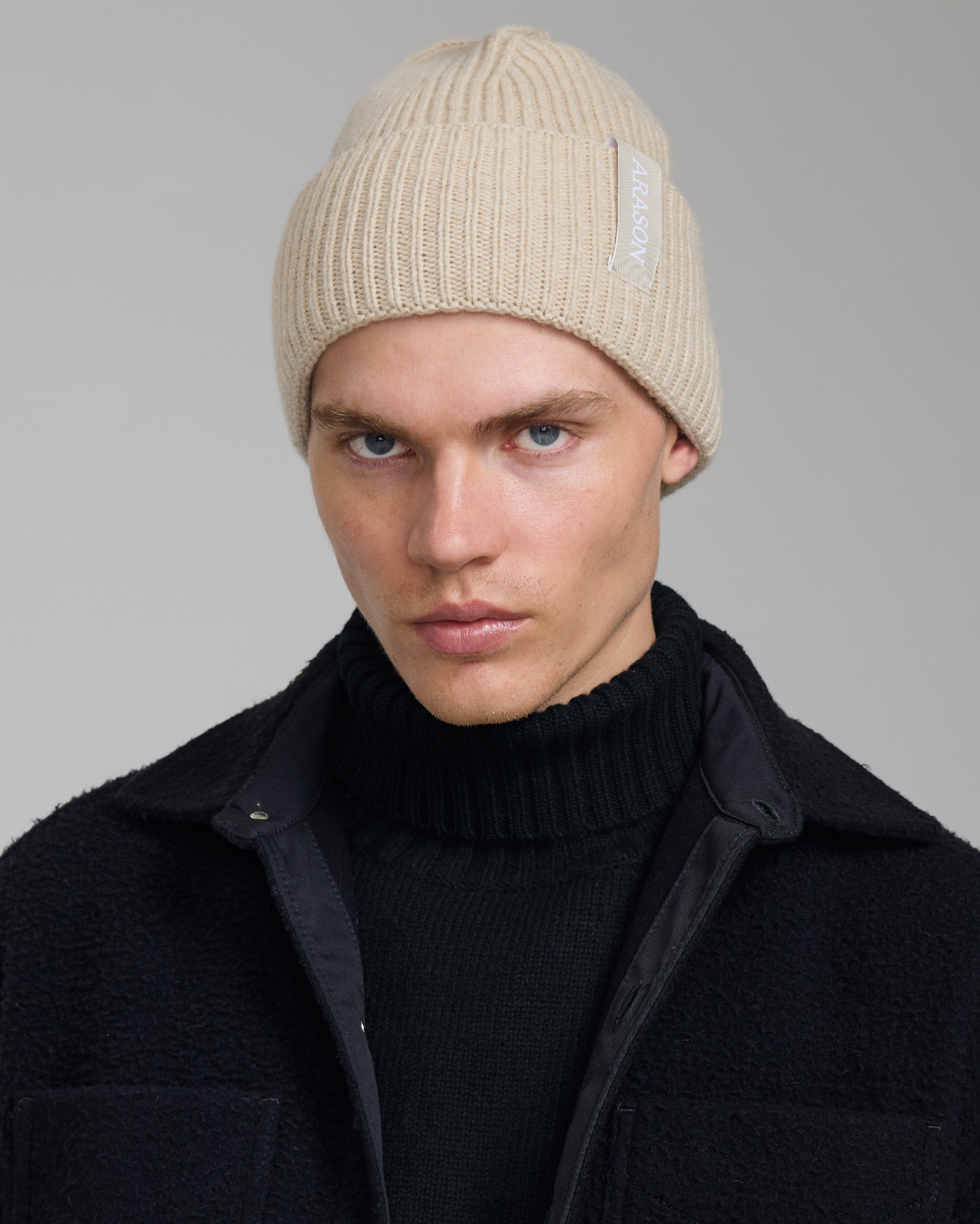 MERINO CASHMERE RIB BEANIE
