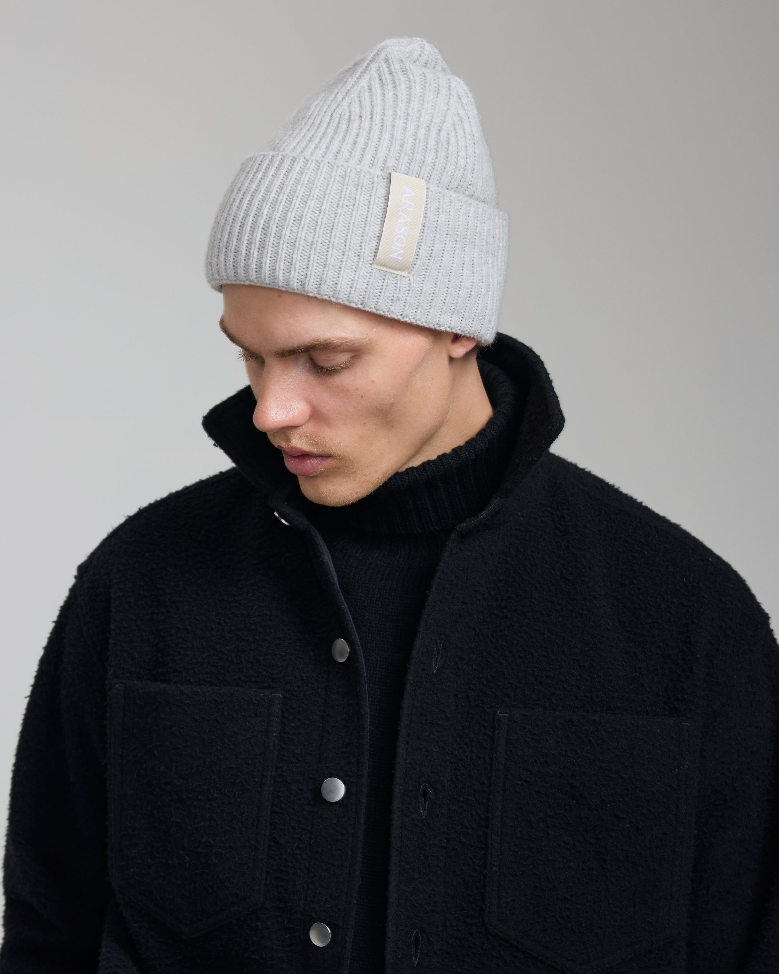 MERINO CASHMERE RIB BEANIE