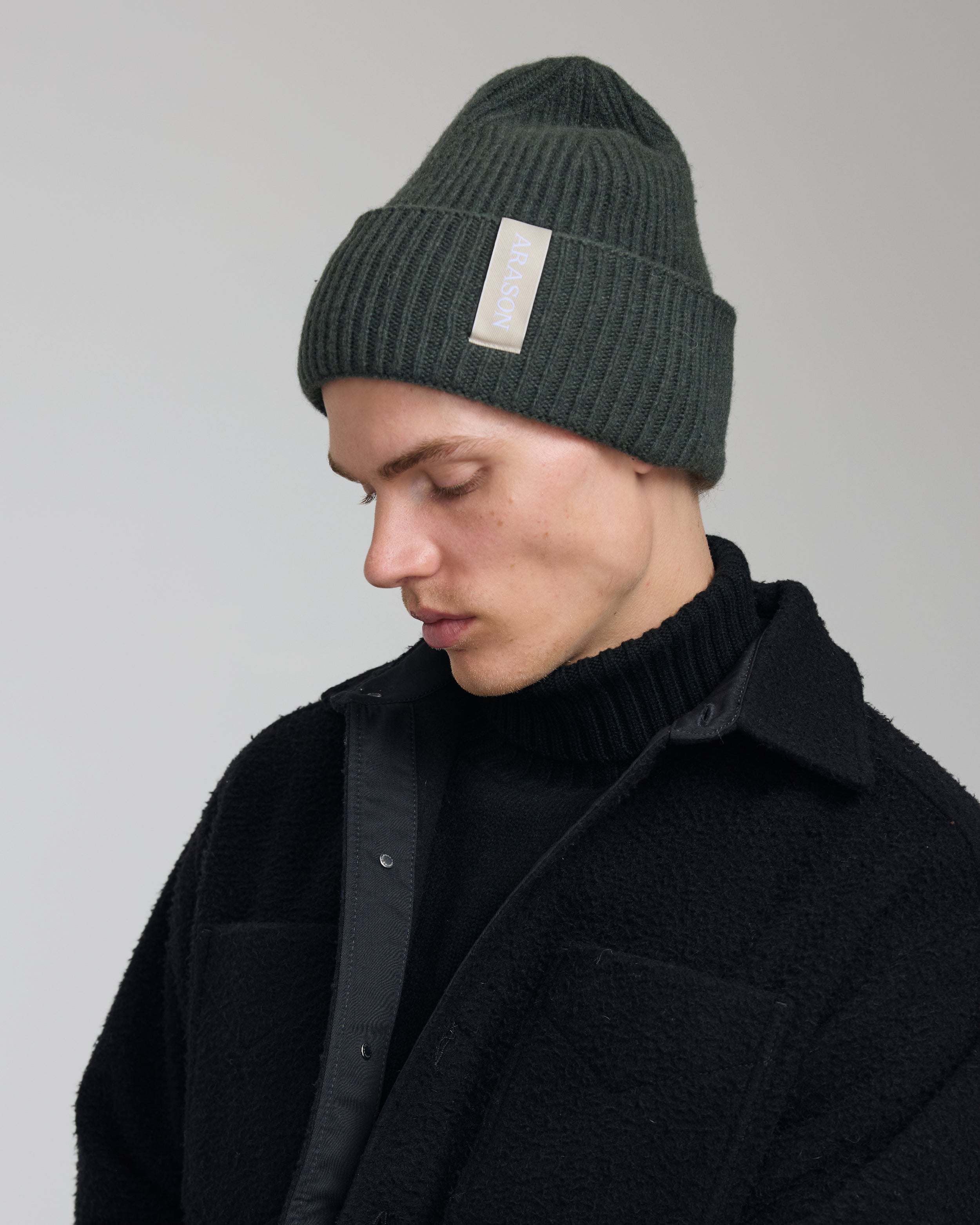 MERINO CASHMERE RIB BEANIE