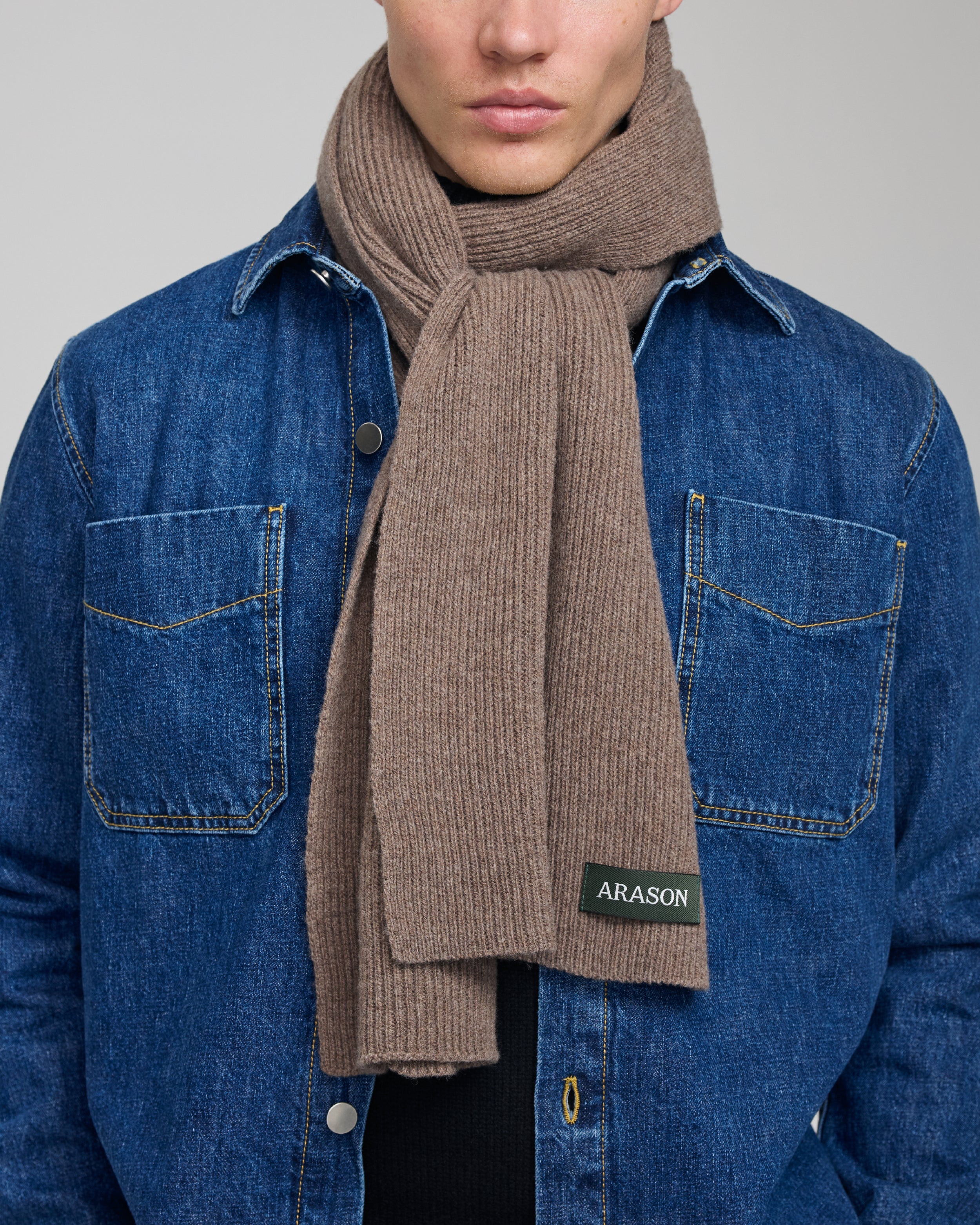 MERINO CASHMERE RIB SCARF